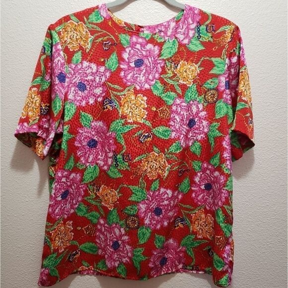 Anna Kristie floral top, size L - Picture 1 of 4